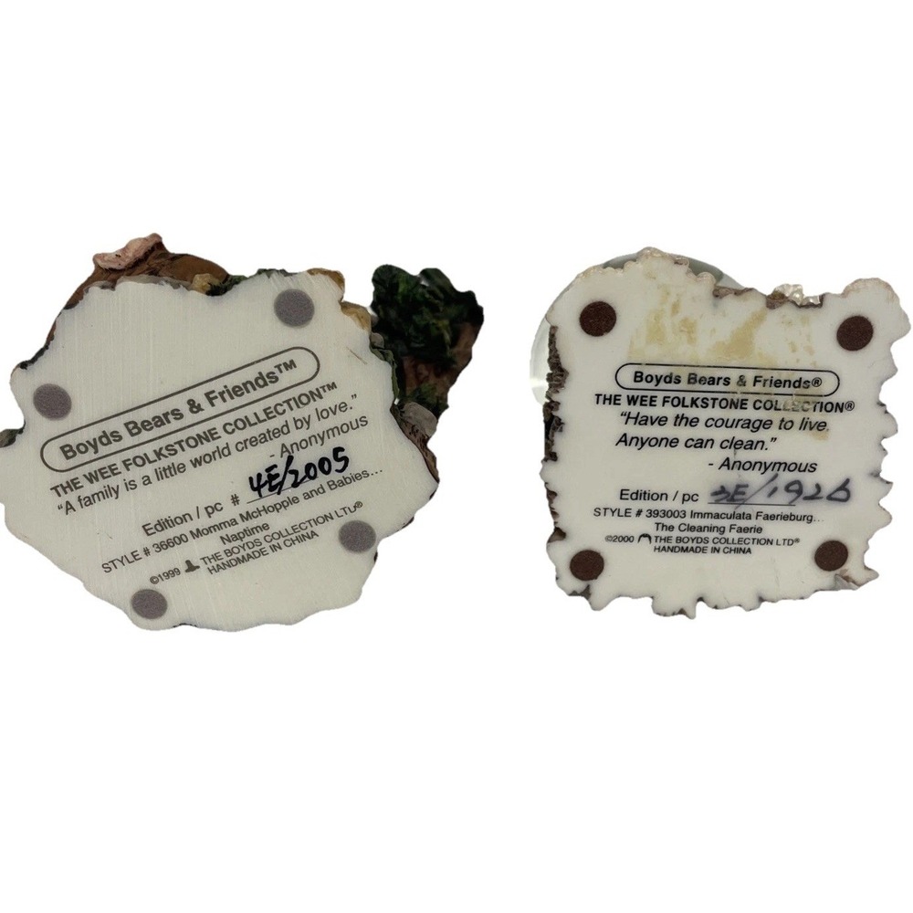 Boyds Bears Wee Folkstone Momma McHopple Naptime Cleaning Faerie Snow Globe Set - Picture 2 of 11